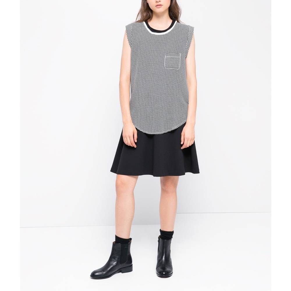 MANGO MNG Suit Checkered Oversized Basic Blouse Top XS/ S Business Casual